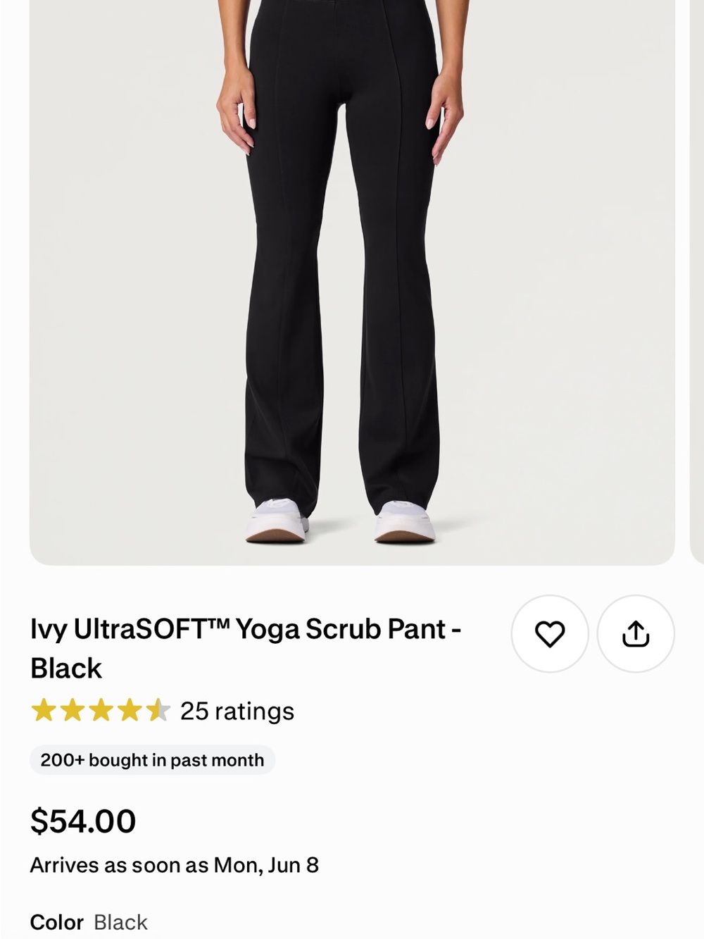Ivy UltraSOFT™ Yoga Scrub Pant Bag - Black size Medium Tall